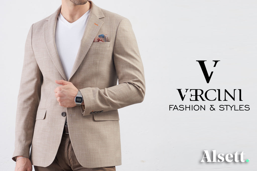 Discover the Pinnacle of Professional Attire with the Vercini Modern Classic Taupe Wave Blazer