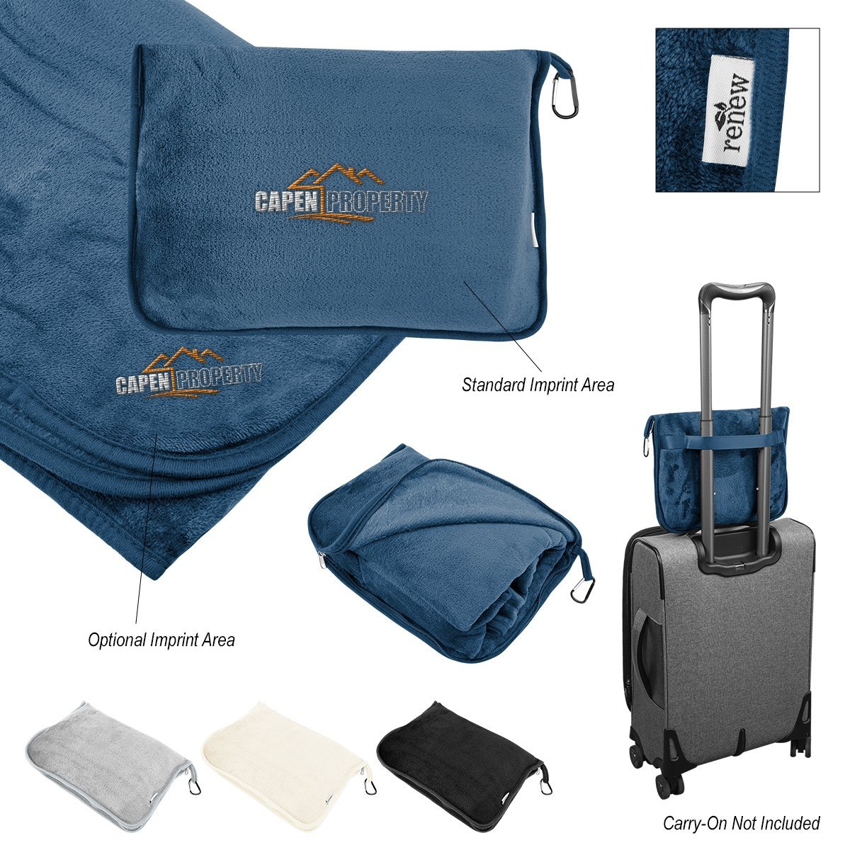 En Route rPET Travel Blanket With Trolley Pillow Pouch