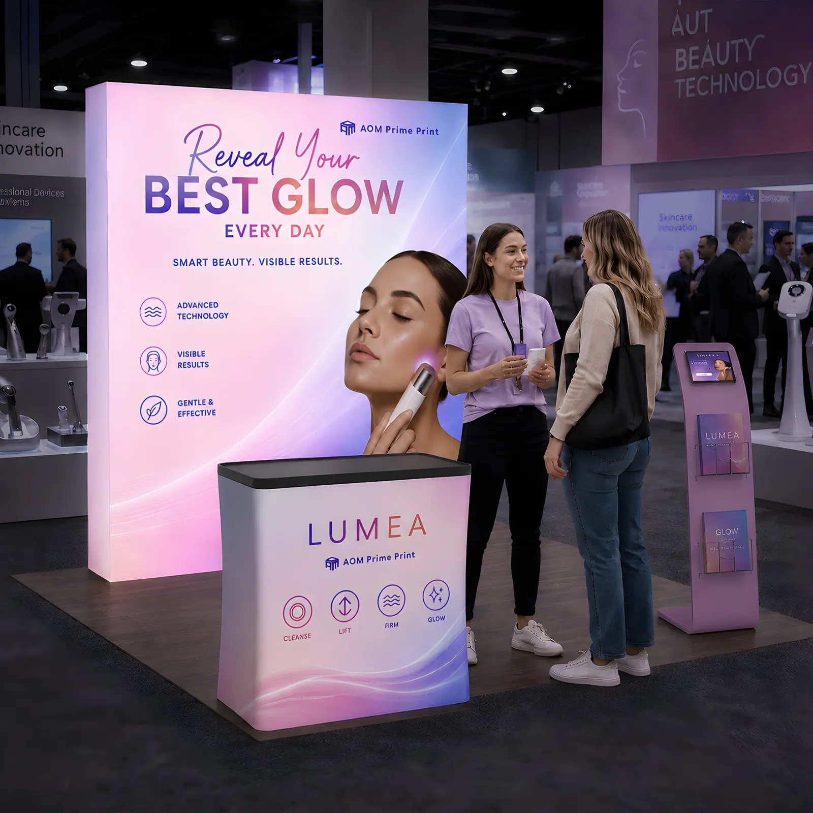 8x8 Backlit Trade Show Booth with SEG Pop-Up Display and Counter