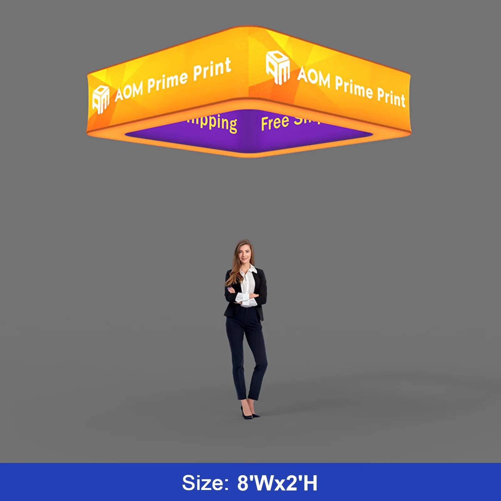 Custom 3D Backlit Square Hanging Sign & Ceiling Banner for Trade Shows