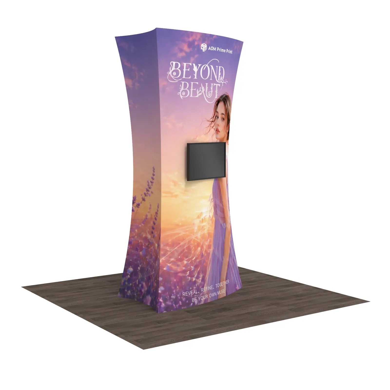 Custom Sail-Shape Display Tower with Monitor Mount for Trade Shows