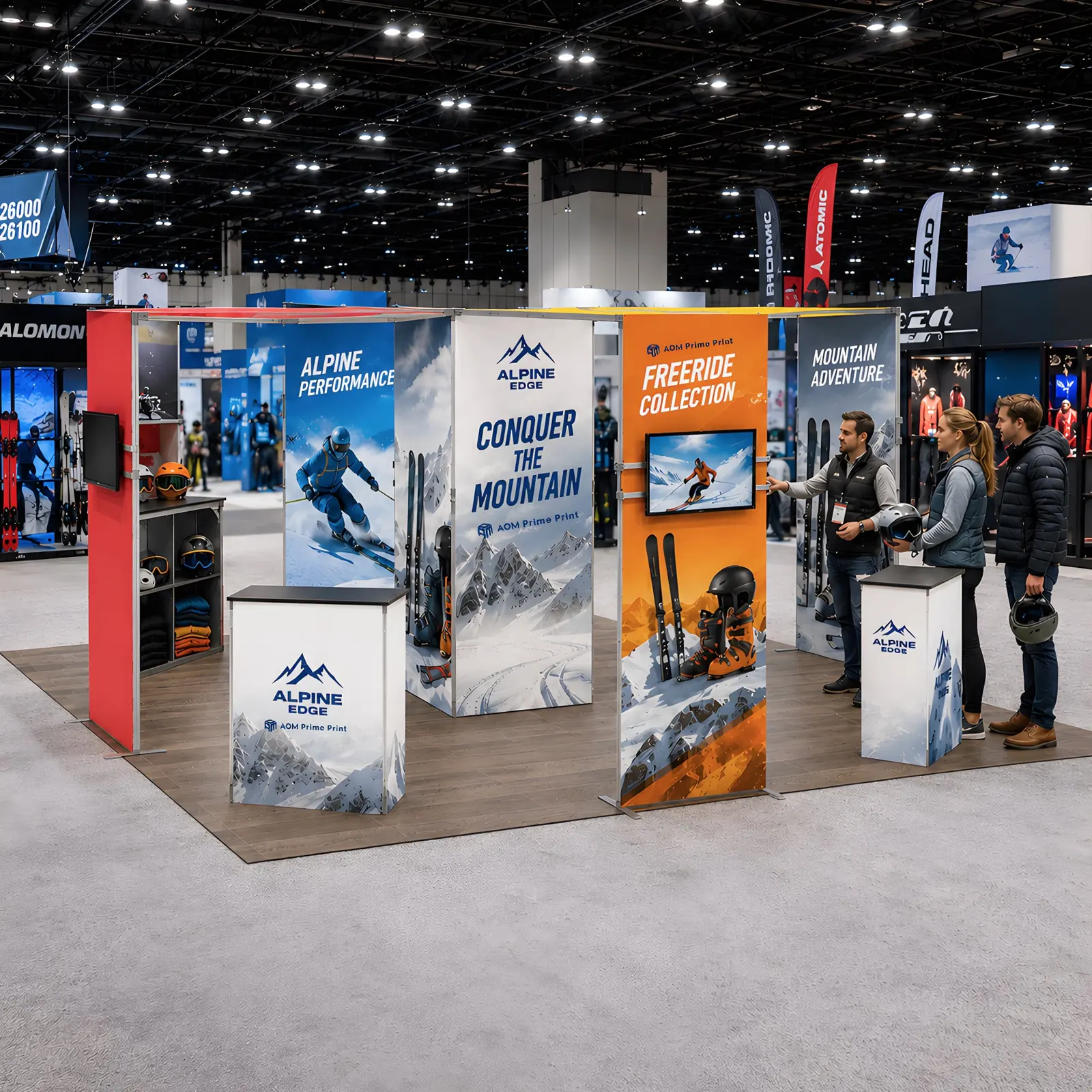 20x20 Island Folding SEG Fabric Booth with TV Mount Display Wall