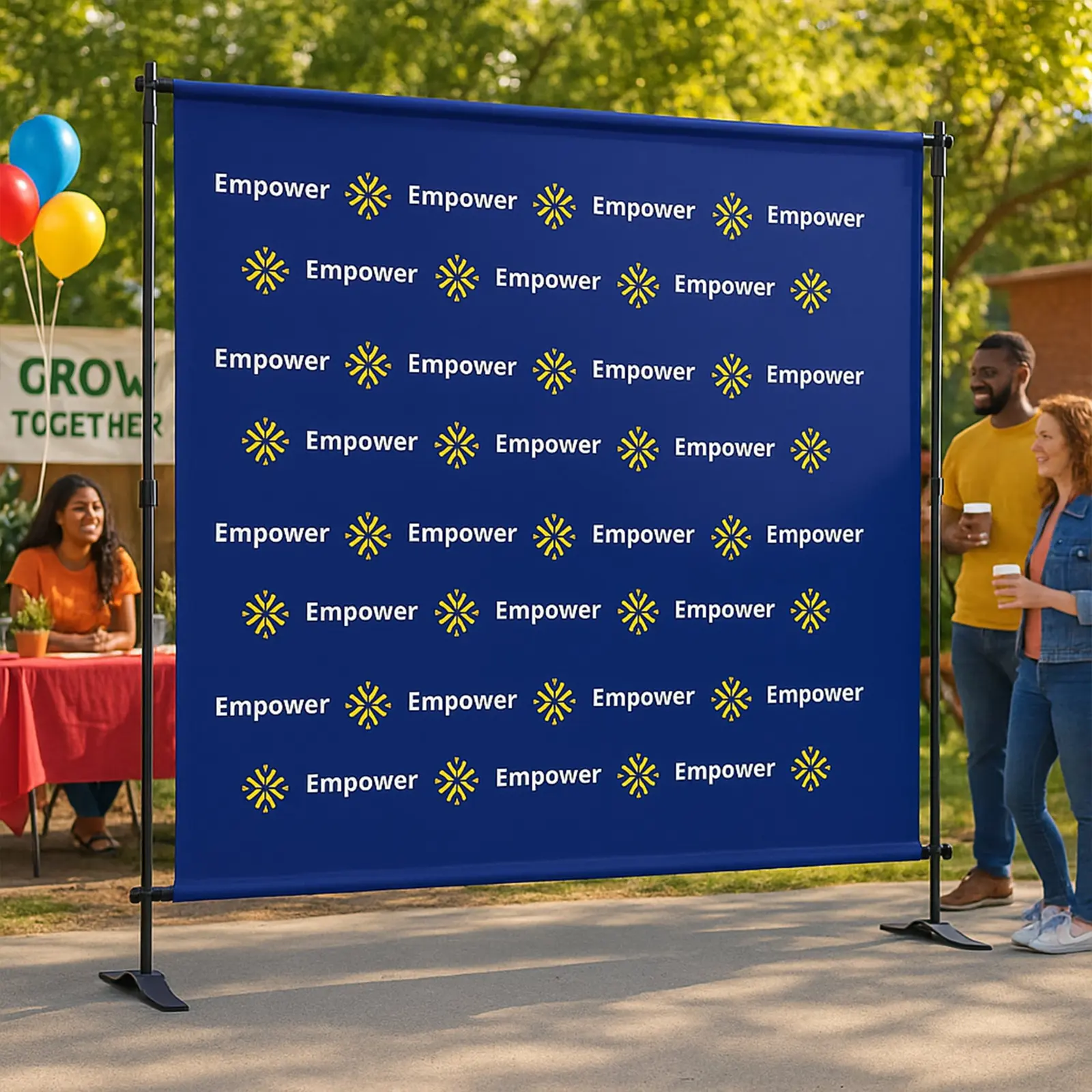 Custom 8ft x 8ft Adjustable Step and Repeat Backdrop Banner Stand