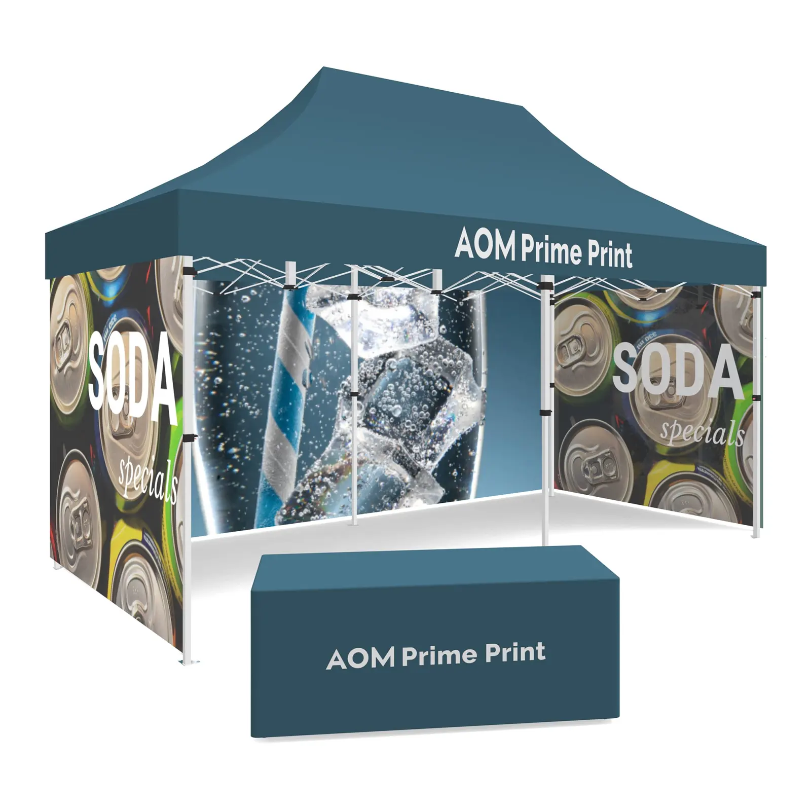 10x20 Custom Canopy Tent with 4 Full Walls and Tablecloth for Events