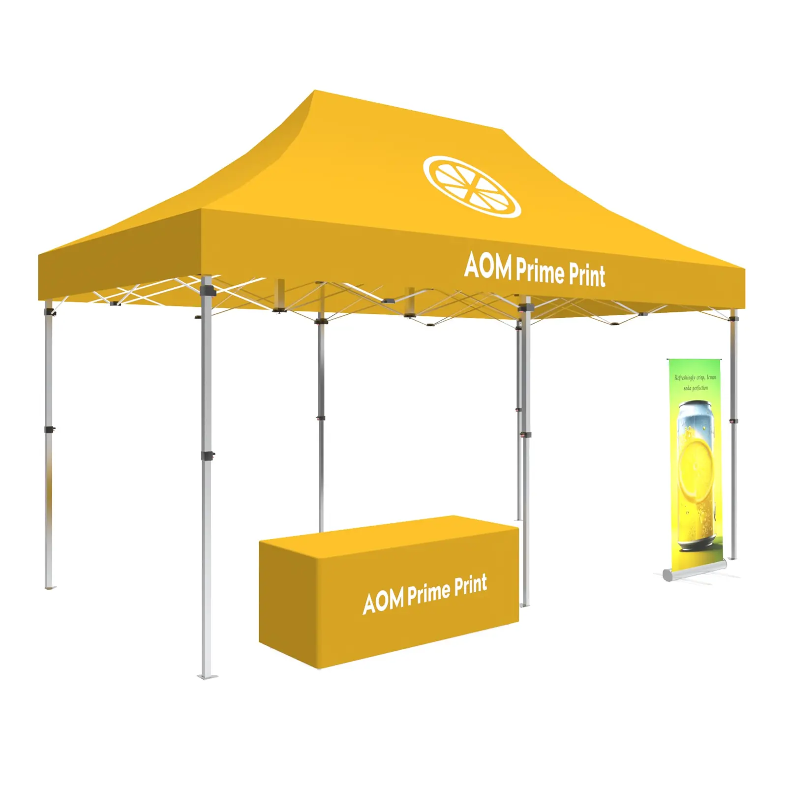 10x20 Canopy Tent with Tablecloth and Retractable Banner Stand