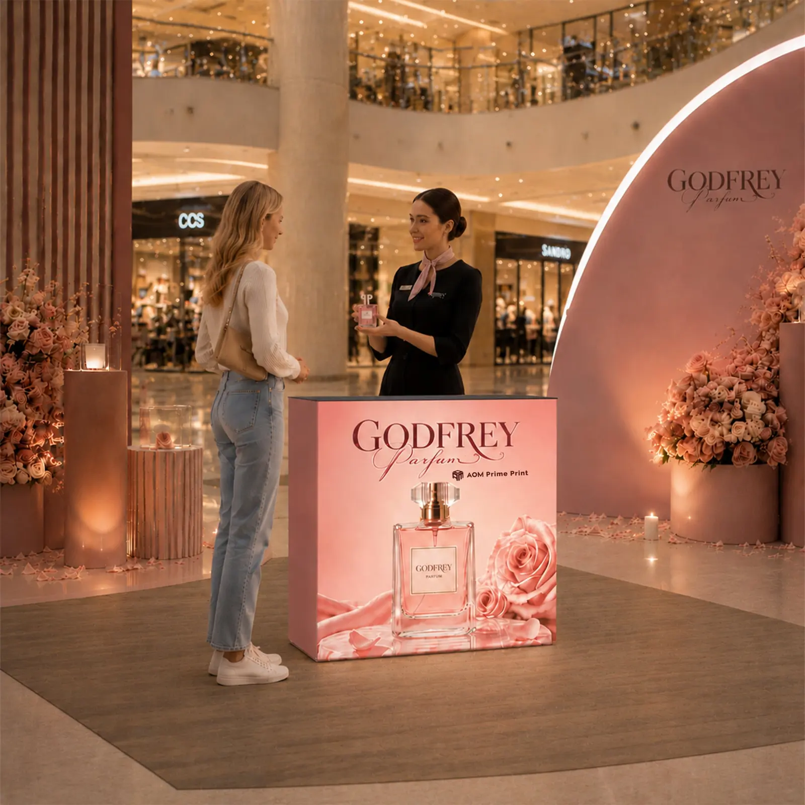 Backlit Square Portable Fabric Counter for Trade Shows and Exhibits