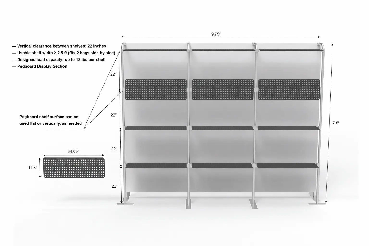 Custom Single Wall Pegboard Trade Show Display | Modular Retail Wall