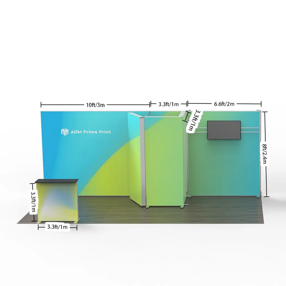 10x20 SEG Lightbox Booth with Storage & TV Mount | Modular Backlit Trade Show Display