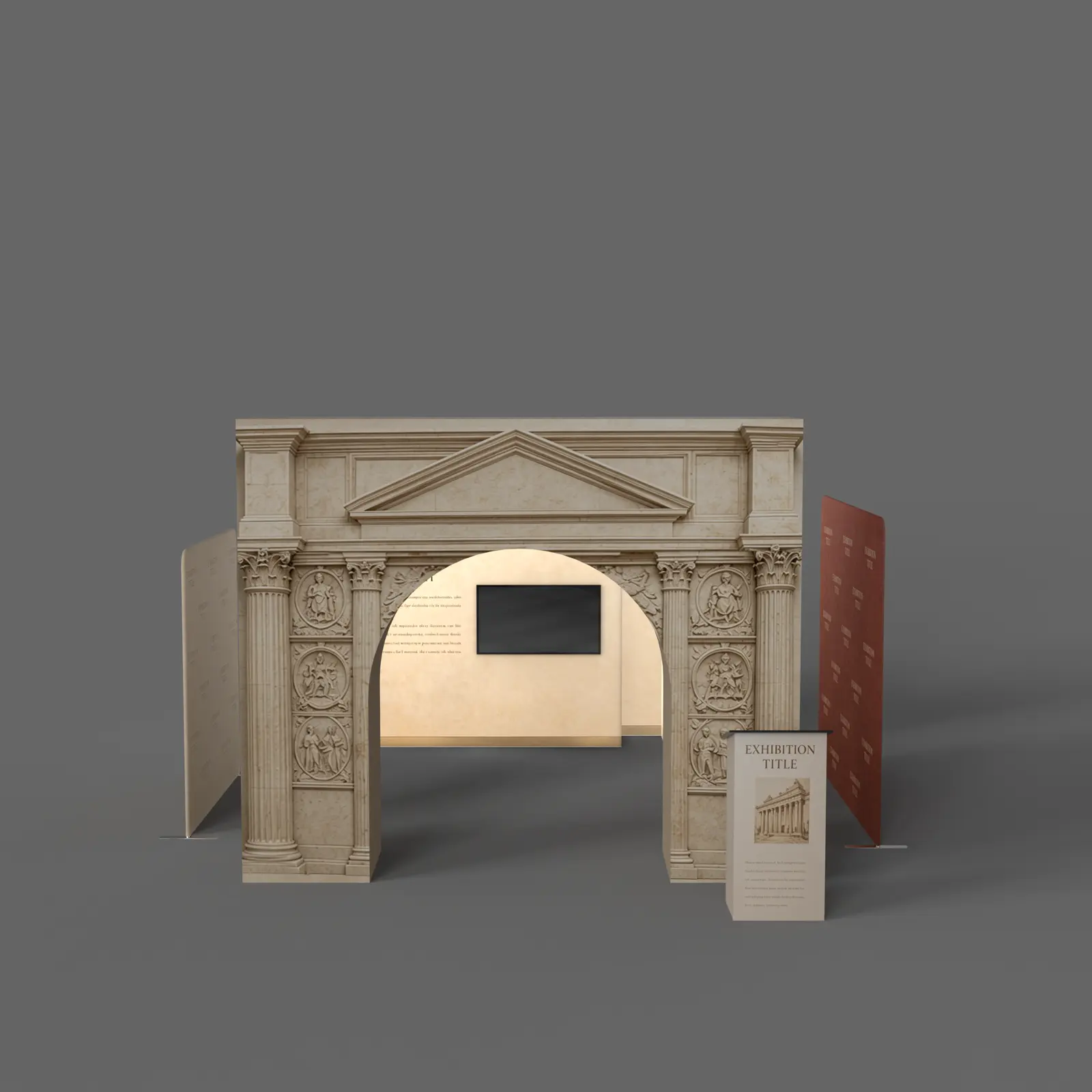 20x20 Trade Show Booth with Archway and Backlit Display Wall