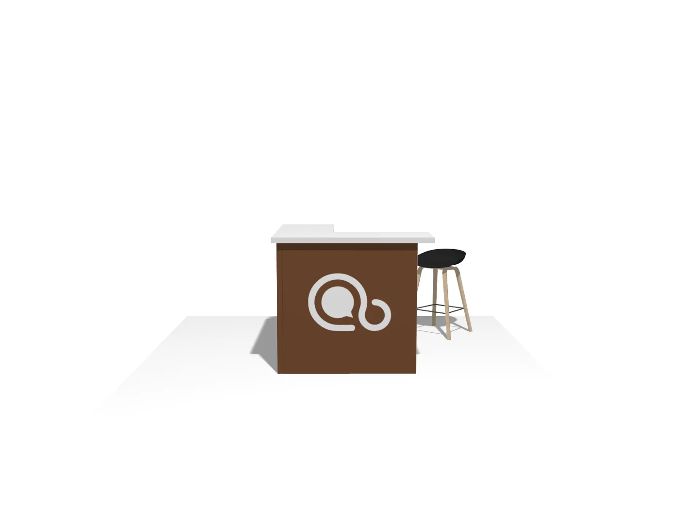 Modular Exhibit Counter C01 – L-Shape, Open Back