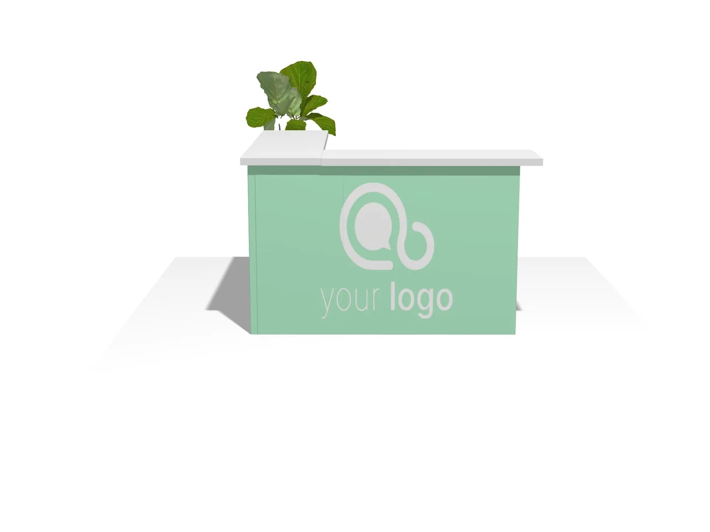 Modular Exhibit Counter C03 – L-Shape, Open Back