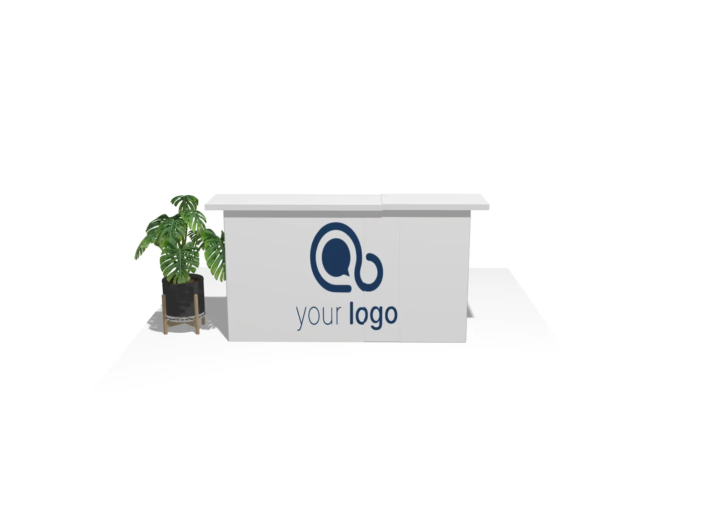 Modular Exhibit Counter C06 – Straight, Lockable Storage Door