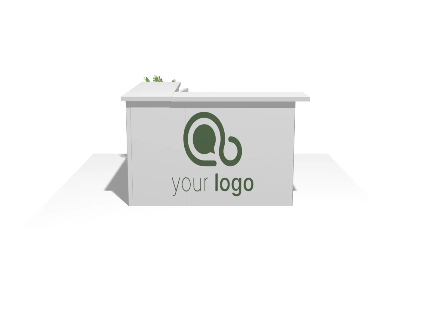 Modular Exhibit Counter C07 – L-Shape, Lockable Storage Door