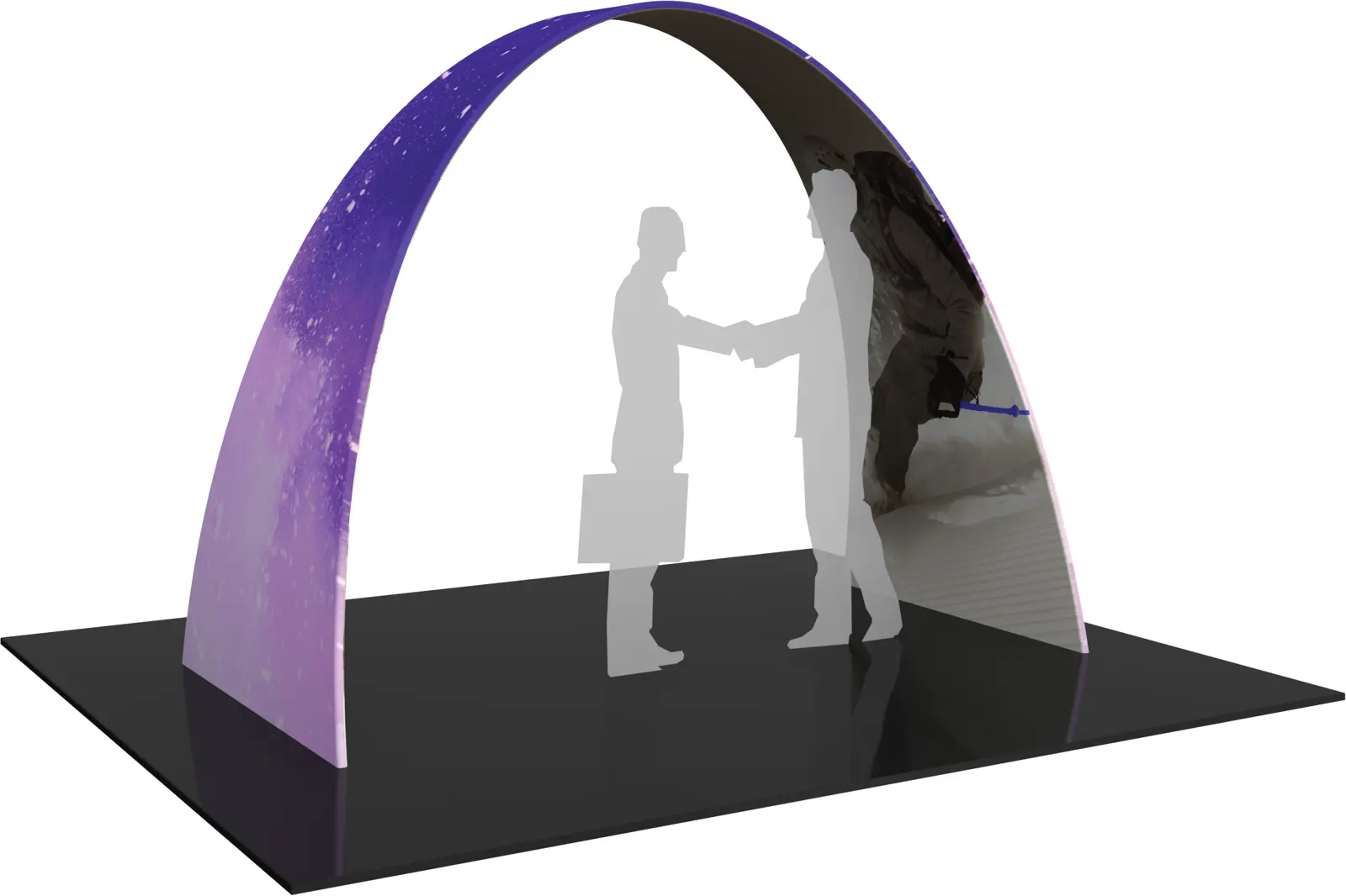 Arch with printed fabric graphics – 114"W x 91.83"H x 58"D